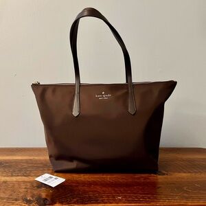 Kate Spade Kitt Nylon Medium Tote in Hot Fudge